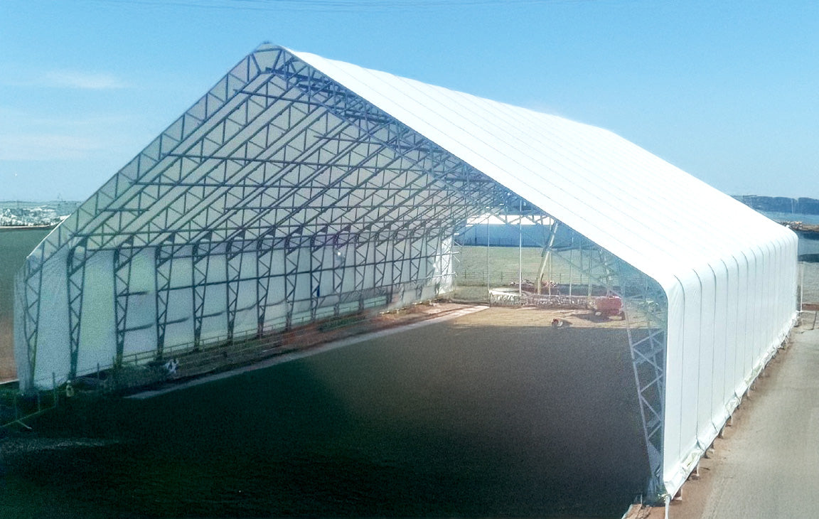 Polar Dome Dual Truss Shelter with 900ml Triple Layer Vinyl and Drive-Thru Doors