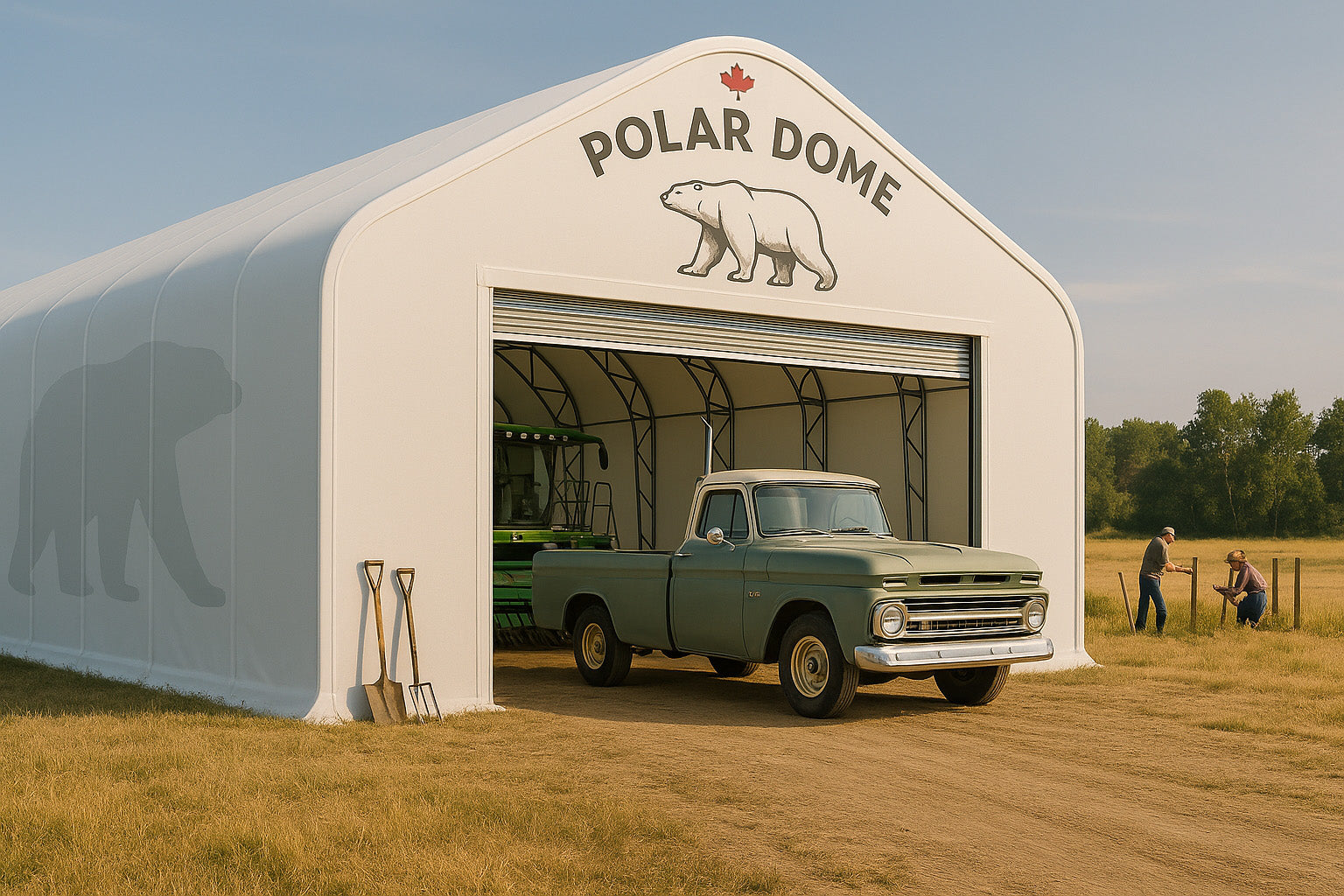 polar tent Polar Dome Dual Truss Shelter with 900ml Triple Layer Vinyl and Drive- –  Bontainer