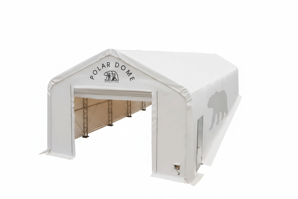 Polar Dome Dual Truss Shelter with 900ml Triple Layer Vinyl and Drive-Thru Doors