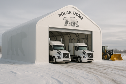 Polar Dome Dual Truss Shelter with 900ml Triple Layer Vinyl and Drive-Thru Doors